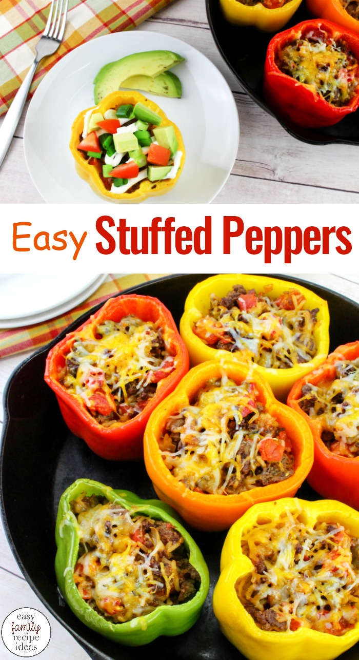 Taco Stuffed Peppers You Want to Eat Every Day, Your family will eat this Taco Stuffed Peppers Recipe up! and Love it Ground Beef Recipes, Mexican Stuffed Peppers, These stuffed peppers are full of a delicious filling made with seasoned ground beef, rice, topped with cheese, baked inside sweet bell peppers.