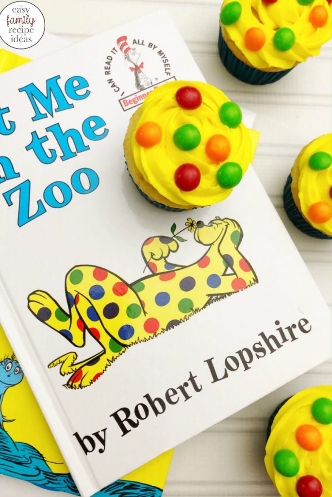 Dr. Seuss Cupcakes, Put me in the Zoo Cupcakes, Every March, Read Across America inspires us to read more and enjoy Dr. Seuss snacks, It’s always fun to pair a great book with a fun food idea, Easy Dr. Seuss Cupcakes for Dr. Seuss Inspired Recipes and Preschool Snacks