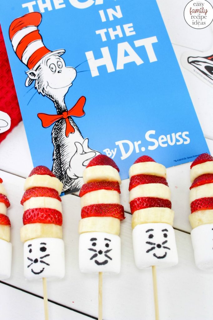 Add these adorable Dr. Seuss Snacks for a fun The Cat in the Hat Food Ideas. This yummy snack is perfect for a Dr. Seuss Theme or to celebrate Dr. Seuss Birthday. These Cat in the Hat treats are delicious and work out great for a Dr. Seuss party idea. Dr Seuss themed food, Dr Seuss Party Food, Dr. Seuss Birthday Party Ideas, Dr Seuss Party Food Ideas