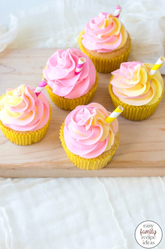 This summer we decided to take it up a notch and add delicious Pink Lemonade Cupcakes to our sweet summer desserts. Easy homemade Pink Lemonade Cupcakes have the perfect balance of sweet and tanginess and are perfect for summer, backyard parties, or a baby shower! Lemonade Cupcakes are Amazing! 