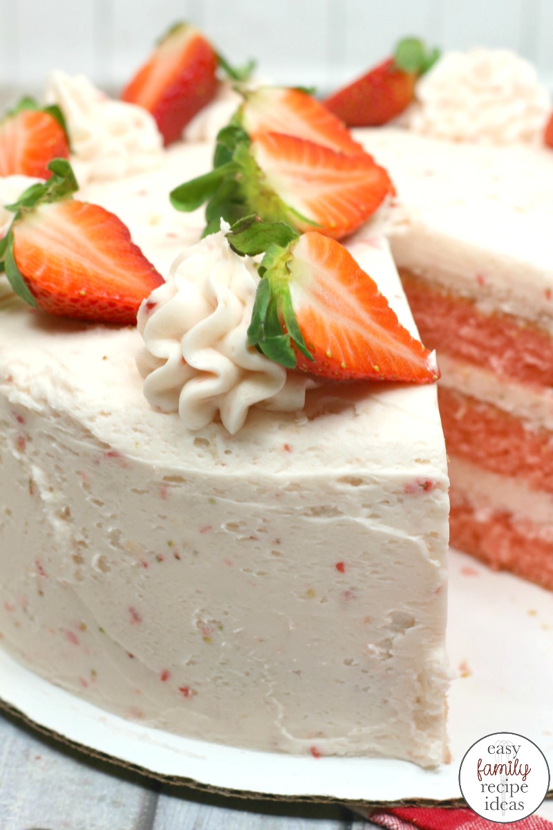 Strawberry Lemon Layered Cake, You’ll love the fresh strawberries, zested lemons, and cream cheese in this delicious Summer Layer Cake. This Scrumptious Strawberry Lemon Cake is perfect for picnics and barbeques this summer. Moist Summer Cake Recipe you can use box cake mix for.
