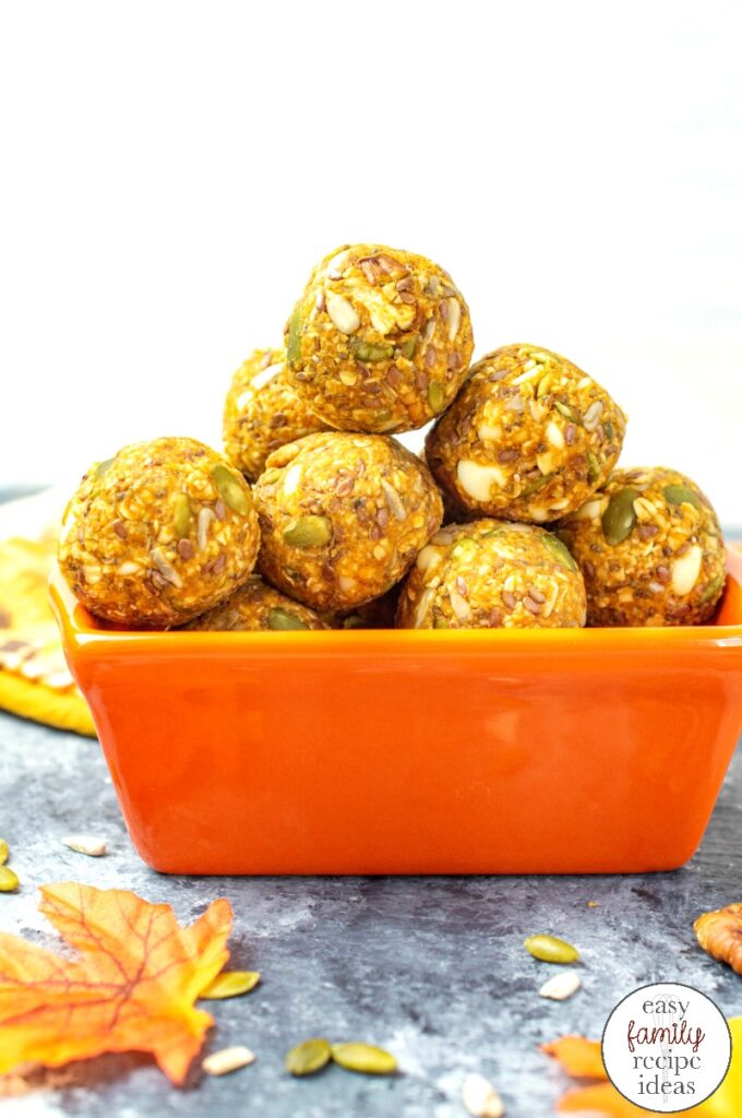 These Pumpkin Spice Energy Balls require no baking and are so simple to make! You'll love the taste and flavor of these healthy pumpkin treats! Kick off the official start of pumpkin season with these delicious pumpkin snacks that are easy to make energy balls.