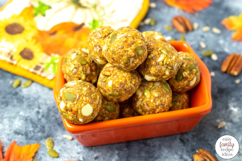 These Pumpkin Spice Energy Balls require no baking and are so simple to make! You'll love the taste and flavor of these healthy pumpkin treats! Kick off the official start of pumpkin season with these delicious pumpkin snacks that are easy to make energy balls.