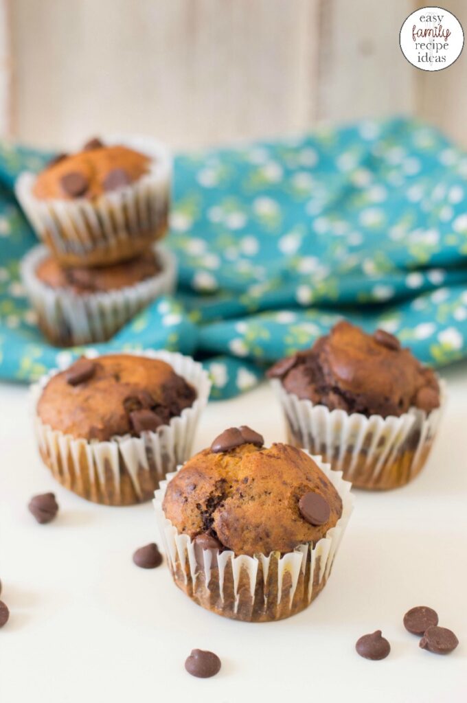 You're going to love these Chocolate Pumpkin Muffins! One bite and you'll be eating them more than just for breakfast. These Homemade Pumpkin Muffins are made with simple ingredients found in your pantry and they make the perfect Fall snack or treat for your kids. Pumpkin Spice Recipes for Everyone