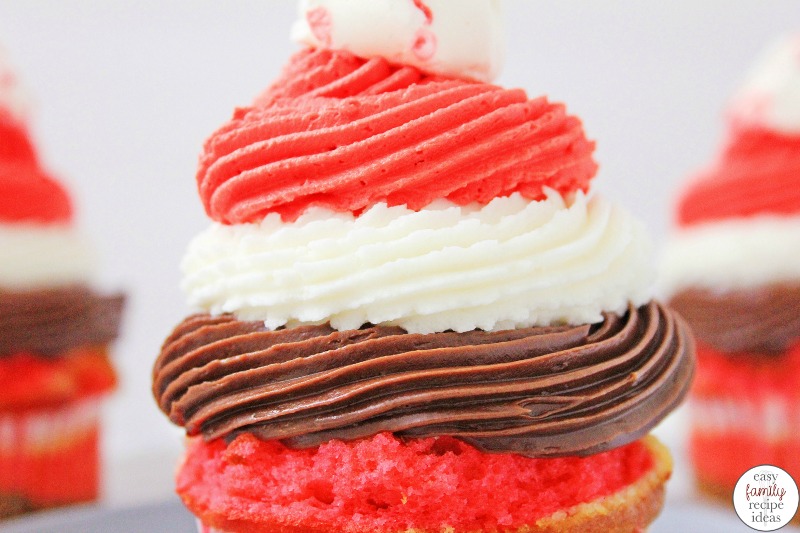 These Neapolitan Cupcakes are packed full of taste and flavor! This Cake Mix Cupcake Recipe is so simple to make! If you're craving a cupcake recipe that you know is going to deliver, this is the one for you. Every single bite of this delicious unique cupcake recipe will have you craving for more. 