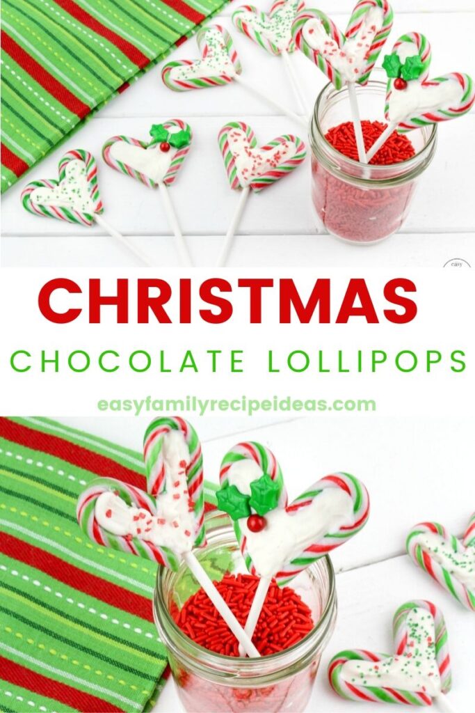 You're going to love these perfect Christmas Chocolate Lollipops! They're so simple to make and taste wonderful too! These Peppermint Christmas Lollipops are a fun new dessert idea for the holidays. Make them for a Homemade Gift Idea or treat your family to a fun Christmas snack.