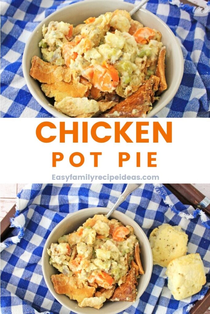 This Chicken Pot Pie Casserole is hearty and perfect for a cold, winter day! It's actually a super simple recipe to whip up as well! So much taste and flavor packed into one easy chicken recipe! Plus, kids love this Chicken Pot Pie too. 
