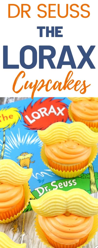 These Dr. Seuss The Lorax Cupcakes are perfect for Dr. Seuss day, Earth Day or a themed birthday party! They're a super cute cupcake decorating idea and so easy to make as well! These Lorax Themed Cupcakes are a fun and easy baking activity that the kids enjoy helping with as well.