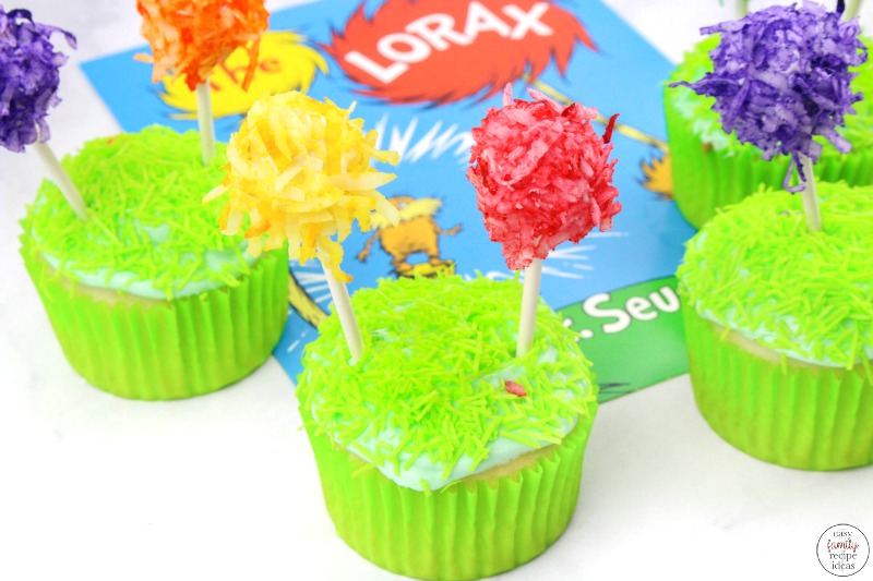 Have fun making these Truffula Tree Cupcakes! The Lorax Truffula Tree Cupcakes are tasty treats every child loves. And with Dr. Seuss day coming up on March 2nd these super cute Dr. Seuss cupcakes are perfect for any type of Dr. Seuss party food as well! 