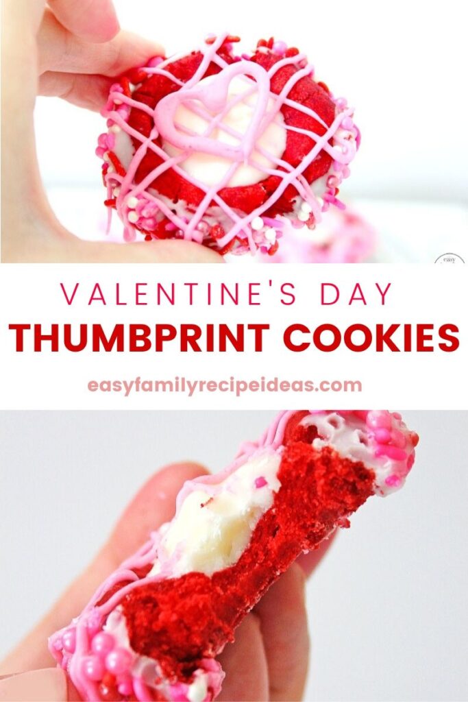 These Valentines Thumbprint Cookies are a classic cookie recipe with a fun twist! Make these delicious cookies up to be your Valentine's Day treat, Perfect for a Class party or Valentine Bake Sale Ideas too. Kids and Adults love Valentine's Day Cookies. 