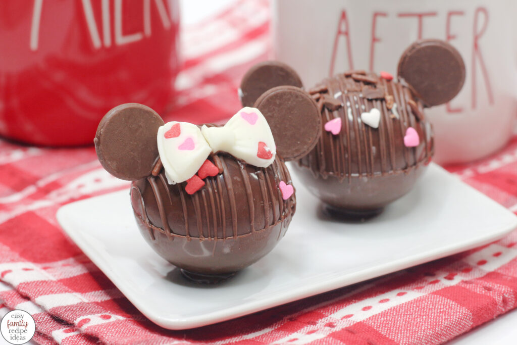 Valentine's Day Mickey Hot Chocolate Bombs, These are the Cutest Minnie and Mickey Hot Chocolate Bombs, so if you are a fan of Disney and want to enjoy a sweet treat, add delicious Disney hot chocolate bombs to your Valentine's Day. 