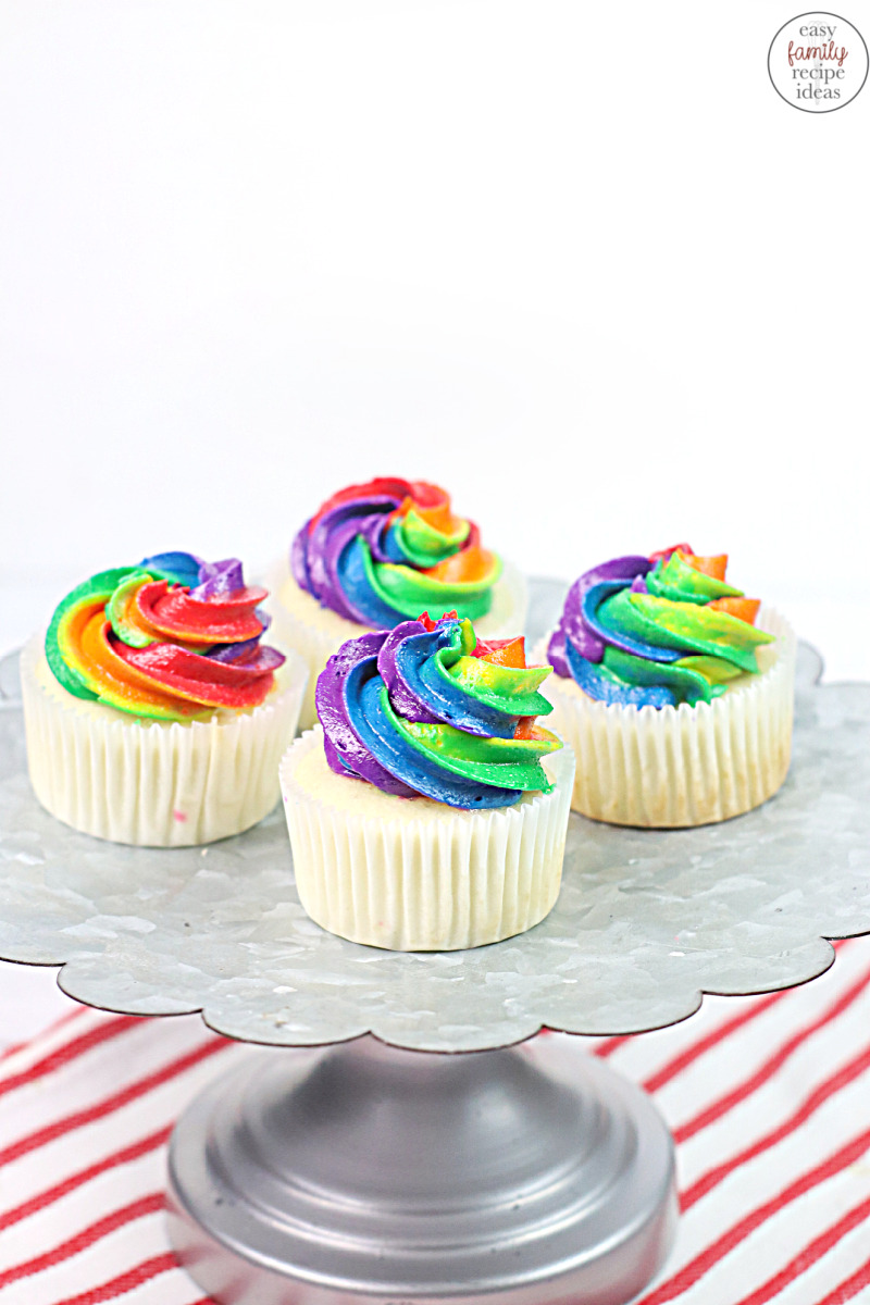 The recipe is easy enough to get the kids baking. Plus, these Marshmallow cream filled Cupcakes look fancy enough to wow your dinner guests too. These Rainbow Cupcakes are the moistest and delicious rainbow cupcakes! Easy to make and a super special dessert for any occasion!