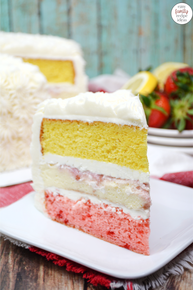 You’ll love the fresh strawberries, zested lemons, and cream cheese in this delicious Summer Layer Cake. This Scrumptious Strawberry Lemon Cake is perfect for picnics and barbeques this summer. Moist Summer Cake Recipe you can use box cake mix for. 