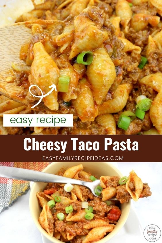 This Taco Pasta is easy to make and tastes delicious!  This Cheesy Taco Pasta has everything you love about pasta and tacos in one dish. You'll get tender beef tacos with a little spiciness of Mexican flavor perfect for the whole family. Easy Recipe for kids and adults and it's Delicious! 