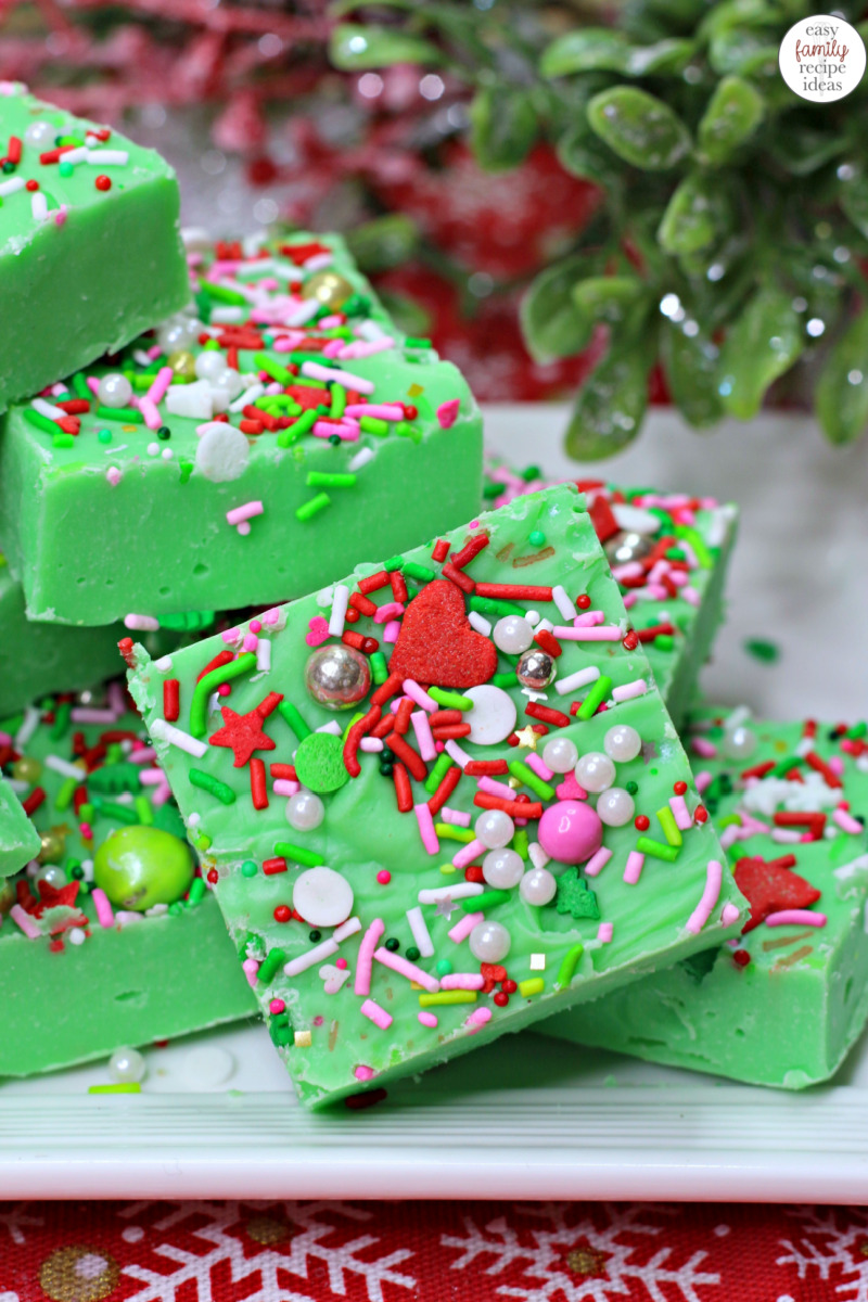 This homemade Grinch Fudge Recipe is a festive treat perfect for holiday parties, movie nights, or a sweet treat gift idea for friends and family. So many great Christmas Recipes and Grinch Recipes, Plus, How to make Grinch Fudge