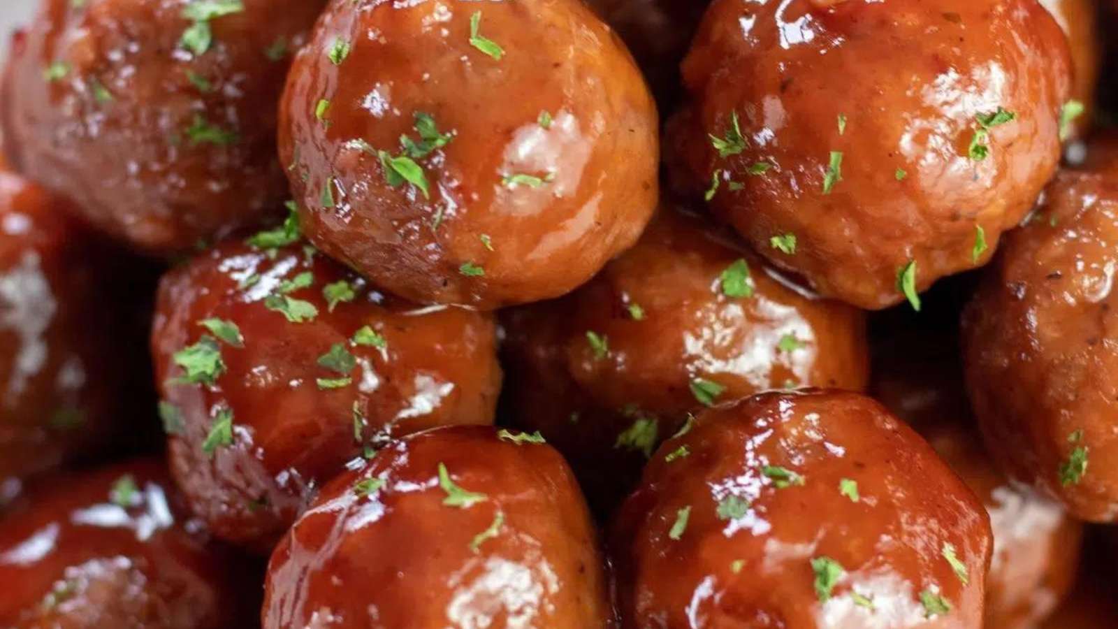 Bbq meatballs on a white plate.