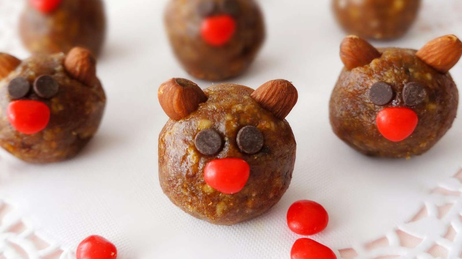 Bear cookies with red noses.
