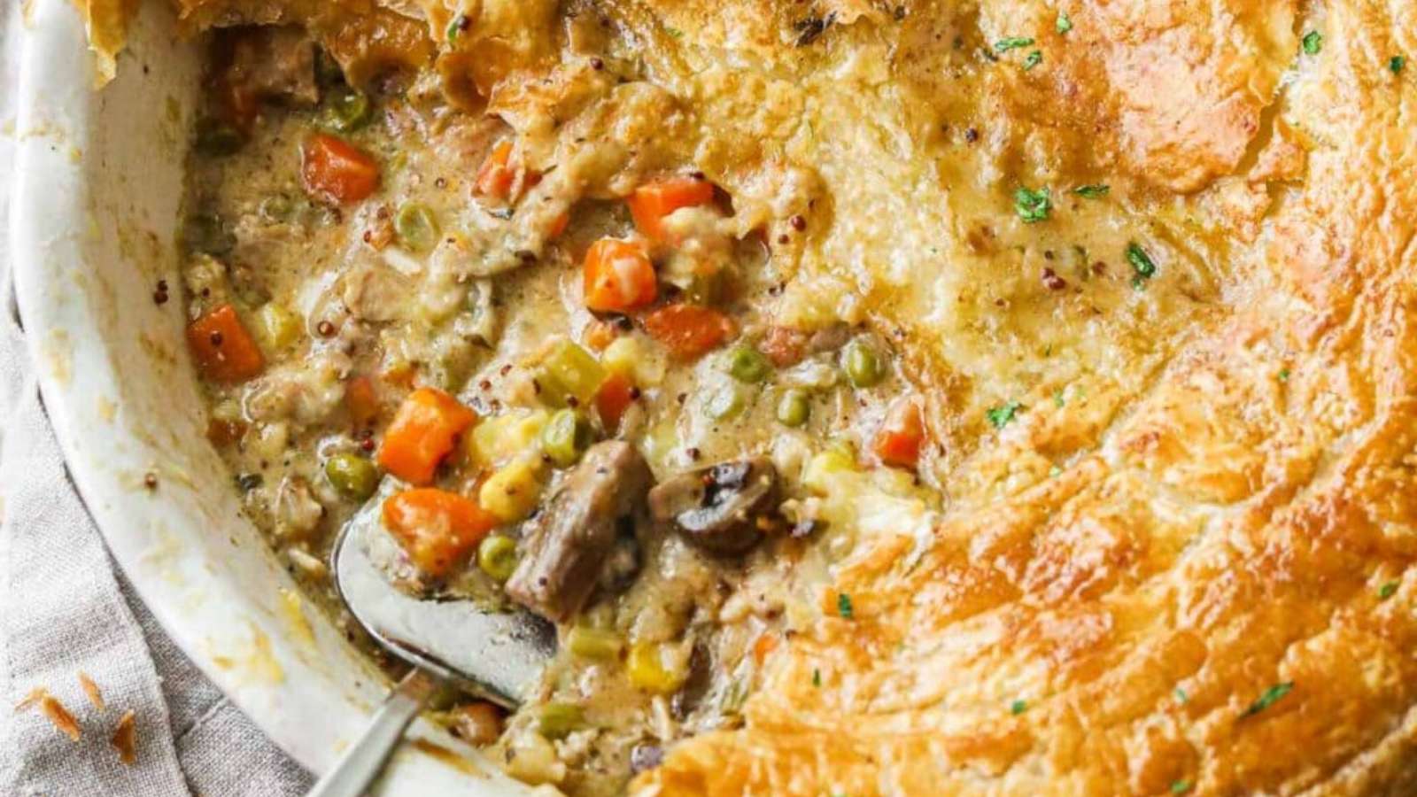 A pie with vegetables in it.