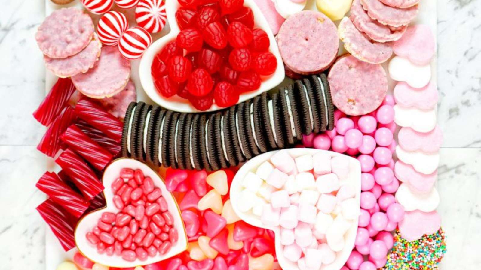 Valentine's day candy tray.