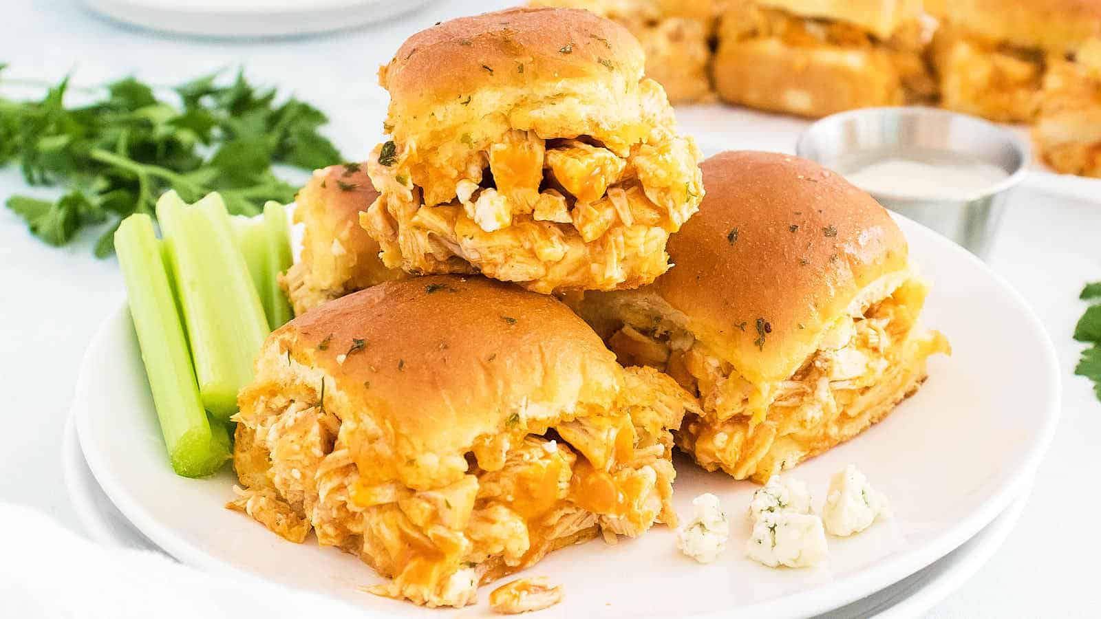 Buffalo Chicken Sliders recipe by Cheerful Cook.